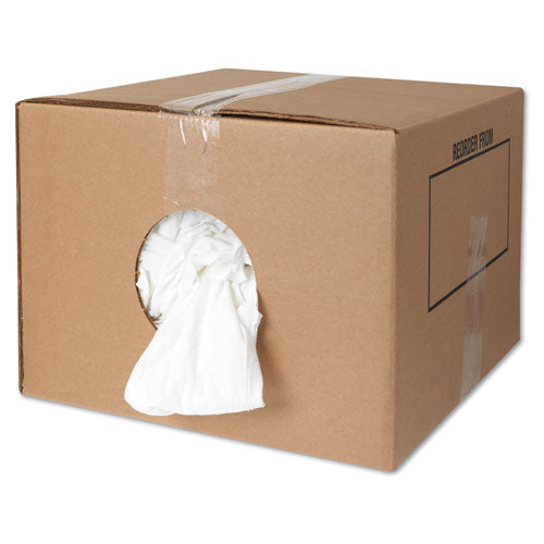 Image of HOSPECO® 455-25 New Bleached White T-Shirt Rags, 25 Pounds/bag