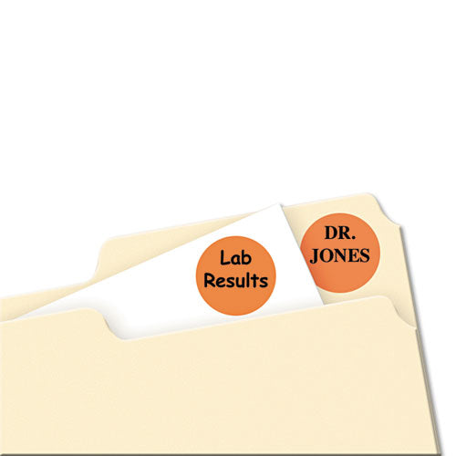 Image of Avery® 05465 Printable Self-Adhesive Removable Color-Coding Labels, 0.75" dia, Orange, 24/Sheet, 42 Sheets/Pack, (5465)