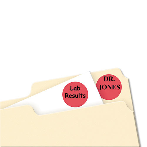Image of Avery® 05466 Printable Self-Adhesive Removable Color-Coding Labels, 0.75" dia, Red, 24/Sheet, 42 Sheets/Pack, (5466)