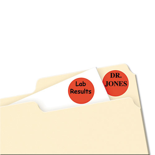 Image of Avery® 05467 Printable Self-Adhesive Removable Color-Coding Labels, 0.75" dia, Neon Red, 24/Sheet, 42 Sheets/Pack, (5467)