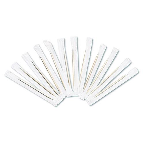 Image of AmerCareRoyal® RIW15 Cello-Wrapped Round Wood Toothpicks, 2.5", Natural, 1,000/box, 15 Boxes/carton
