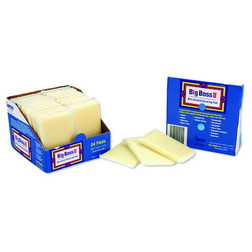 Image of Big Boss II D29590 Non-Scratch Scouring Pads, 3.5 X 5.5, Yellow, 24/carton