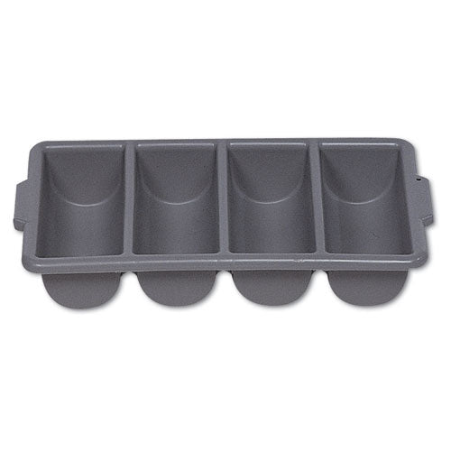 Image of Rubbermaid® Commercial FG336200GRAY Cutlery Bin, 4 Compartments, 11.5 x 21.25 x 3.75, Plastic, Gray