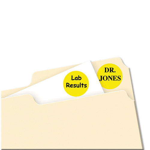 Image of Avery® 05470 Printable Self-Adhesive Removable Color-Coding Labels, 0.75" dia, Neon Yellow, 24/Sheet, 42 Sheets/Pack, (5470)
