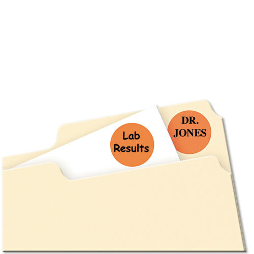Image of Avery® 05471 Printable Self-Adhesive Removable Color-Coding Labels, 0.75" dia, Neon Orange, 24/Sheet, 42 Sheets/Pack, (5471)