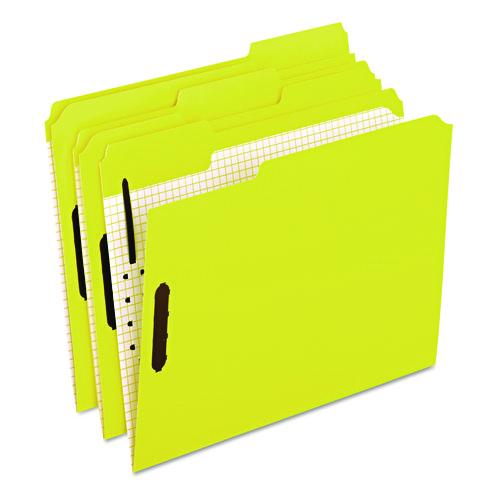 Image of Pendaflex® 21309 Colored Classification Folders, 1/3-Cut Tab: Assorted, 2 Embossed Fasteners, Letter Size, Yellow, 50/Box