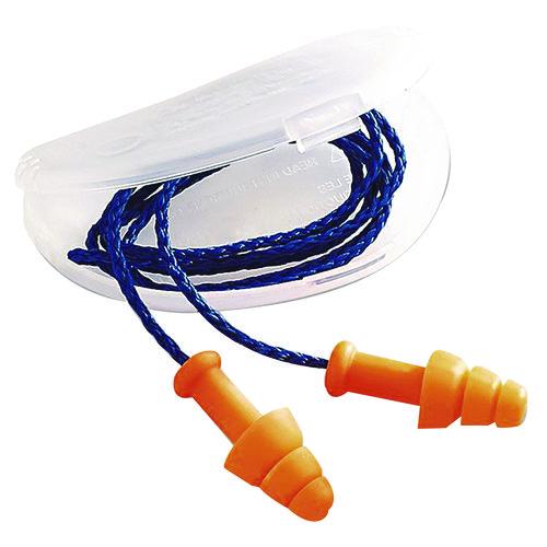 Image of Howard Leight® by Honeywell SMF-30 SmartFit Multiple-Use Earplugs, Corded, 25 dB NRR, One Size Fits Most, Orange 3-Flange Plugs, 100/Box