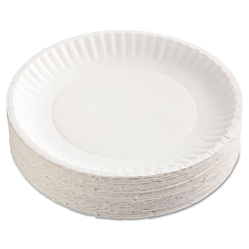 Image of AJM Packaging Corporation AJM PP9GRAWH Paper Plates, 9" Dia, White, 100/pack, 12 Packs/carton