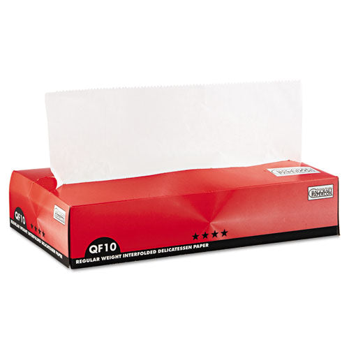 Image of Bagcraft P011010 QF10 Interfolded Dry Wax Deli Paper, 10 x 10.25, White,  500/Box, 12 Boxes/Carton