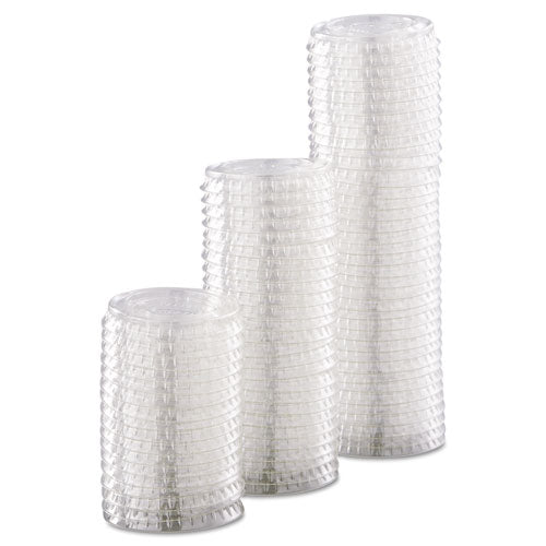 Image of Dart® PL100N Portion/Souffle Cup Lids, Fits 0.5 oz to 1 oz Portion Cups, Plastic, Clear, 125/Pack, 20 Packs/Carton