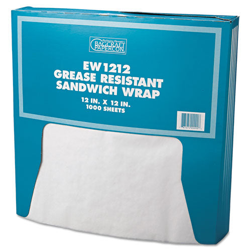 Image of Bagcraft P057012 Grease-Resistant Paper Wraps And Liners, 12 X 12, White, 1,000/box, 5 Boxes/carton