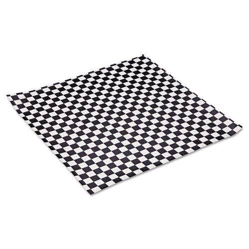 Image of Bagcraft P057800 Grease-Resistant Paper Wraps and Liners, 12" x 12", Black Check, 1000/Box, 5 Boxes/Carton