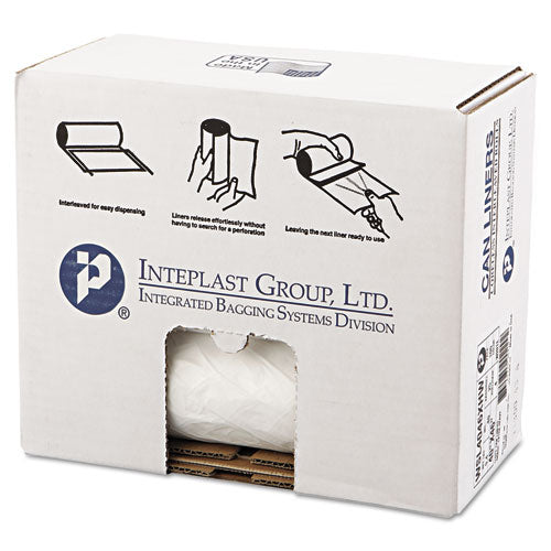 Image of Inteplast Group WSL4046XHW-2 Low-Density Commercial Can Liners, 45 gal, 0.7 mil, 40" x 46", White, Interleaved Roll, 25 Bags/Roll, 4 Rolls/Carton