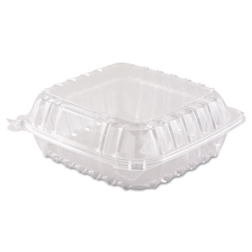 Image of Dart® C90PST1 ClearSeal Hinged-Lid Plastic Containers, 8.3 x 8.3 x 3, Clear, Plastic, 250/Carton