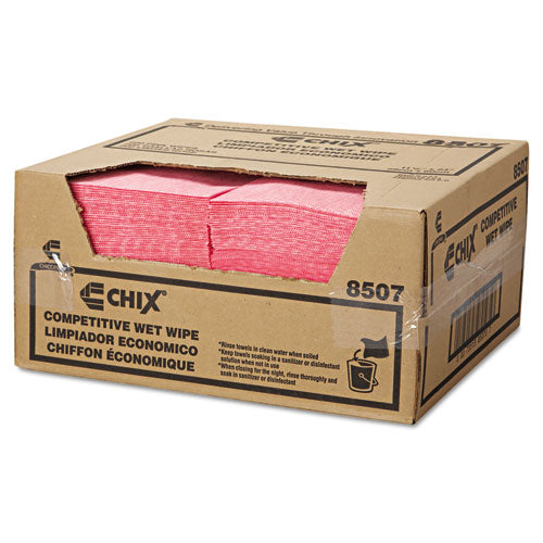 Image of Chix® 8507 Wet Wipes, Diamond-Pattern Design, 11.5 x 24, White/Pink, 200/Carton