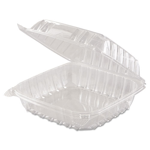 Image of Dart® C90PST1 ClearSeal Hinged-Lid Plastic Containers, 8.3 x 8.3 x 3, Clear, Plastic, 250/Carton