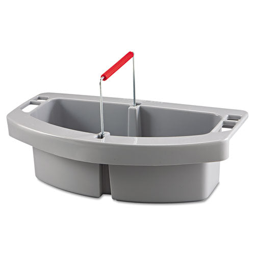 Image of Rubbermaid® Commercial FG264900GRAY Maid Caddy, Two Compartments, 16 x 9 x 5, Gray