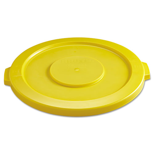 Image of Rubbermaid® Commercial FG263100YEL BRUTE Self-Draining Flat Top Lids for 32 gal Round BRUTE Containers, 22.25" Diameter, Yellow