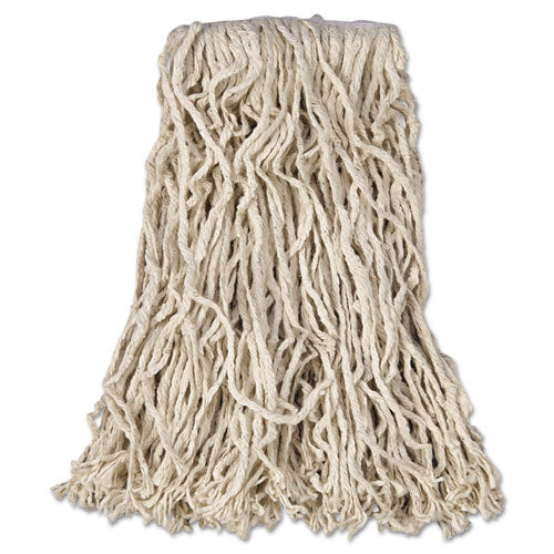 Image of Rubbermaid® Commercial FGV11600WH00 Non-Launderable Economy Cut-End Cotton Wet Mop Head, 16 oz, 1" Band, White, 12/Carton
