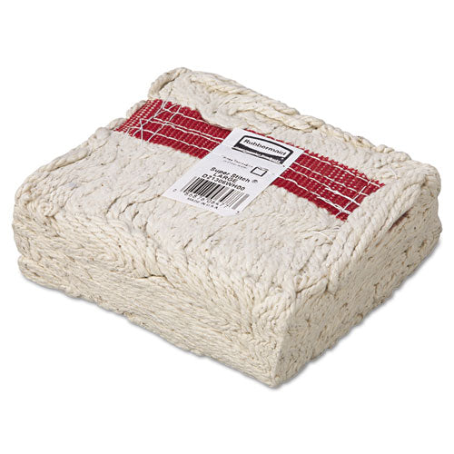 Image of Rubbermaid® Commercial FGD21306WH00 Super Stitch Blend Mop Head,  Cotton/Synthetic, Large, White, 6/Carton