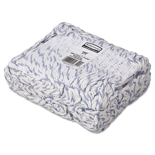 Image of Rubbermaid® Commercial FGA41206WH00 Web Foot Premium Finish Mop Head, White, Med, Cotton/Synthetic, 1". White Headband, 6/Carton