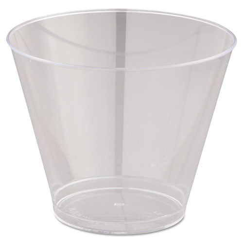 Image of WNA WNA T9S Comet Smooth Wall Tumblers, Squat, 9 oz, Plastic, Clear, 25/Pack, 20 Packs/Carton