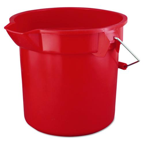Image of Rubbermaid® Commercial FG261400RED BRUTE Round Utility Pail, 14 qt, Plastic, Red, 12" dia