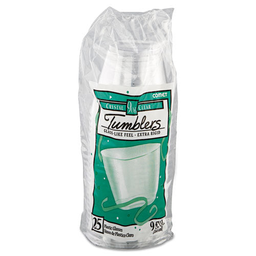 Image of WNA WNA T9S Comet Smooth Wall Tumblers, Squat, 9 oz, Plastic, Clear, 25/Pack, 20 Packs/Carton