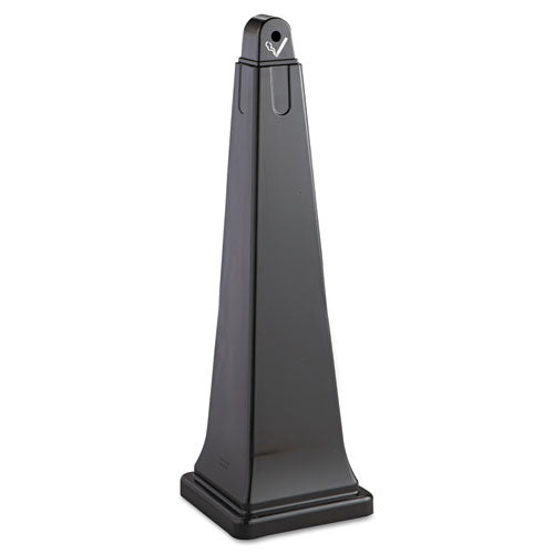 Image of Rubbermaid® Commercial FG257088BLA GroundsKeeper Cigarette Waste Collector, Pyramid, 1 gal, 12.25 x 39.75,  Black