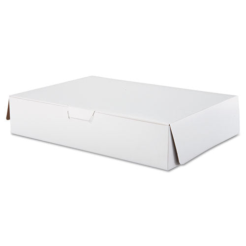 Image of SCT® SCH 1029 White One-Piece Non-Window Bakery Boxes, 1/2-Sheet Cake Box, 19 x 14 x 4, White, Paper, 50/Carton