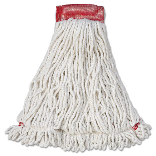 Image of RubbermaidÂ® Commercial Web Foot Wet Mop Head, Shrinkless, Cotton/synthetic, White, Large, 6/carton