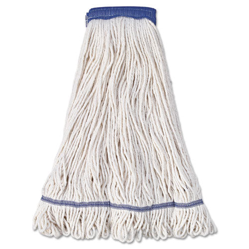 Image of Boardwalk® BWK504WH Super Loop Wet Mop Head, Cotton/synthetic Fiber, 5" Headband, X-Large Size, White, 12/carton