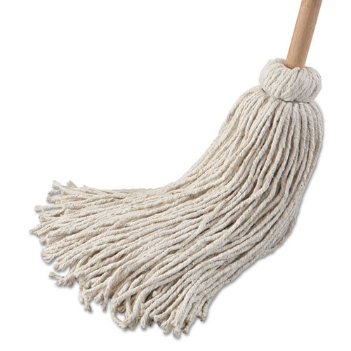 Image of Boardwalk® BWK132C Handle/Deck Mop, #32 White Cotton Head, 54" Natural Wood Handle, 6/Pack