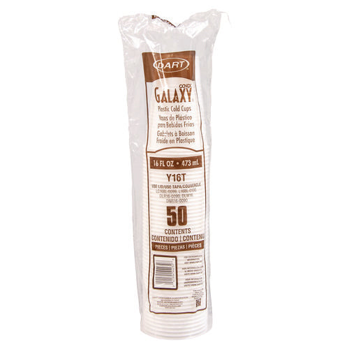 Image of Dart® Y16T High-Impact Polystyrene Cold Cups, 16 oz, Plastic, Translucent, 50/Sleeve, 20 Sleeves/Carton