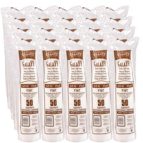 Image of Dart® Y16T High-Impact Polystyrene Cold Cups, 16 oz, Plastic, Translucent, 50/Sleeve, 20 Sleeves/Carton