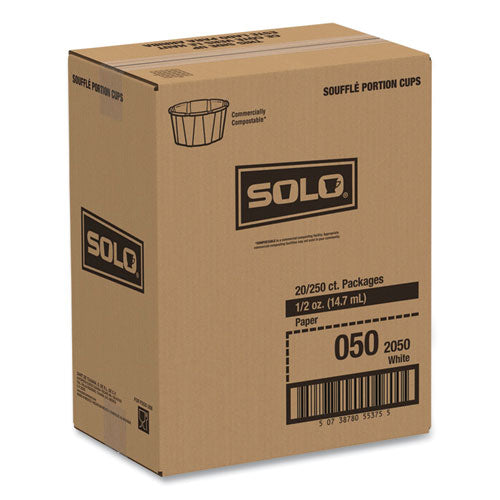 Image of SOLO® 050-2050 Paper Portion Cups, ProPlanet Seal, 0.5 oz, White, 250/Bag, 20 Bags/Carton