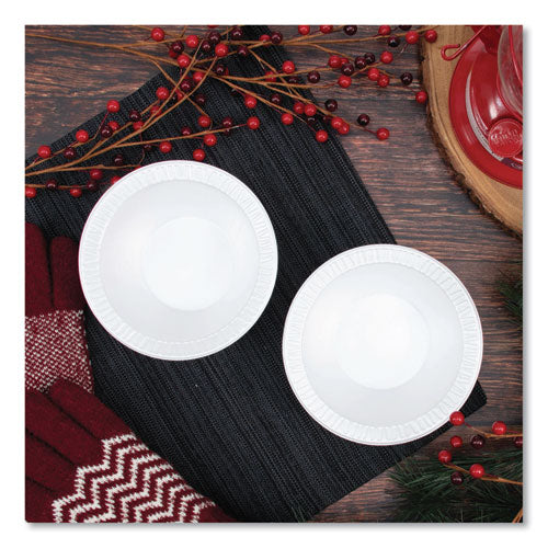 Image of Dart® 12BWWQR Quiet Classic Laminated Foam Dinnerware Bowls, 10 To 12 Oz, White, 125/pack, 8 Packs/carton