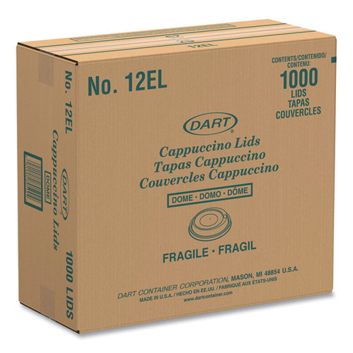 Image of SOLO® 12EL Cappuccino Dome Sipper Lids, Fits 12 oz Hot Cups, Plastic, White, 1,000/Carton