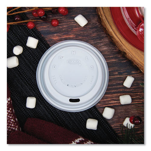 Image of SOLO® 12EL Cappuccino Dome Sipper Lids, Fits 12 oz Hot Cups, Plastic, White, 1,000/Carton