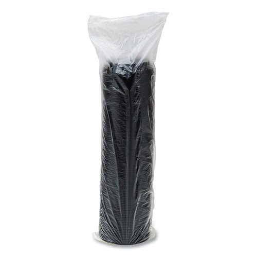 Image of SOLO® 16ELBLK Cappuccino Dome Sipper Lids, Fits 12 oz to 24 oz Hot Cups, Plastic, Black, 100/Pack, 10 Packs/Carton