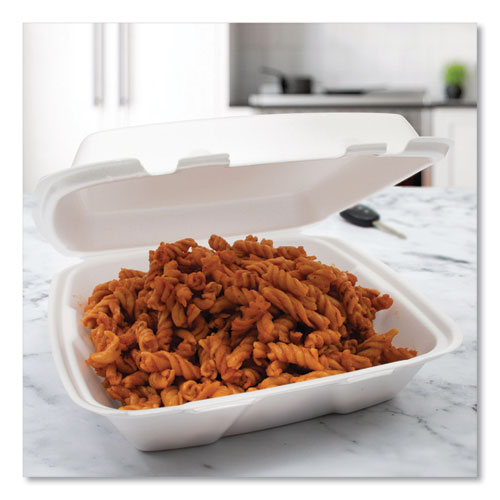 Image of Dart® 90HT1R Foam Hinged Lid Containers, 9.01 X 9.4 X 3.1, White, 200/carton