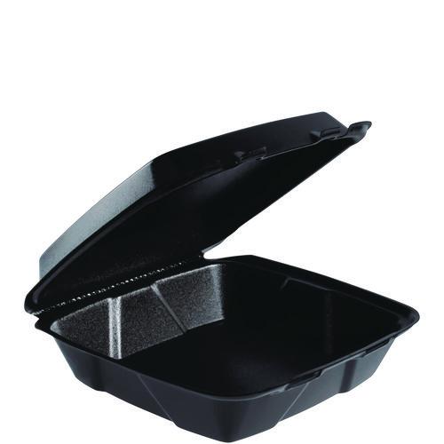 Image of DartÂ® Insulated Foam Hinged Lid Containers, 9.01 x 9.4 x 3.1, Black, 100/Bag, 2 Bags/Carton, 200 Containers/Carton