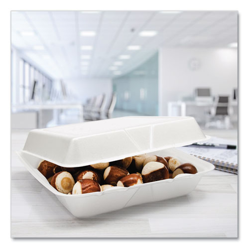 Image of Dart® 95HT1R Foam Hinged Lid Containers, 9.25 X 9.5 X 3, 200/carton