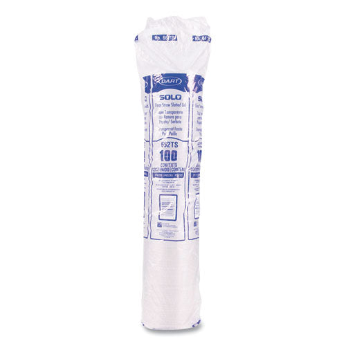 Image of SOLO® 662TS Straw-Slot Cold Cup Lids, Fits 9 oz to 20 oz Cold Cups, Plastic, Clear, 100/Pack