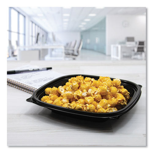 Image of Dart® B24SB PresentaBowls Pro Black Square Bowls, 24 oz, 8.5 x 8.5 x 1.8, Plastic, 63/Bag, 4 Bags/Carton