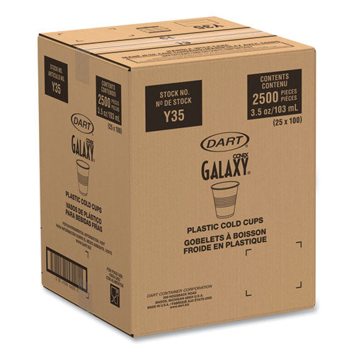 Image of Dart® Y35 High-Impact Polystyrene Cold Cups, 3.5 oz, Plastic, Translucent, 100/Sleeve, 25 Sleeves/Carton