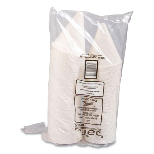 Image of SOLO® 10BFC-2050 Bare Eco-Forward Treated Paper Funnel Cups, ProPlanet Seal, 10 oz, White, 250/Bag, 4 Bags/Carton