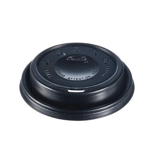 Image of SOLO® 16ELBLK Cappuccino Dome Sipper Lids, Fits 12 oz to 24 oz Hot Cups, Plastic, Black, 100/Pack, 10 Packs/Carton