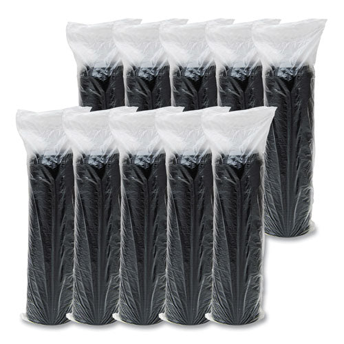 Image of SOLO® 16ELBLK Cappuccino Dome Sipper Lids, Fits 12 oz to 24 oz Hot Cups, Plastic, Black, 100/Pack, 10 Packs/Carton