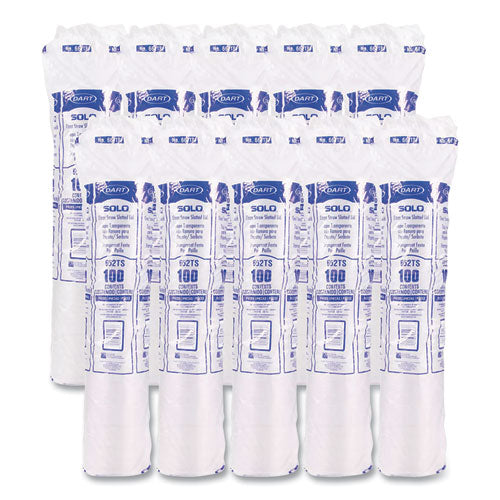 Image of SOLO® 662TS Straw-Slot Cold Cup Lids, Fits 9 oz to 20 oz Cold Cups, Plastic, Clear, 100/Pack
